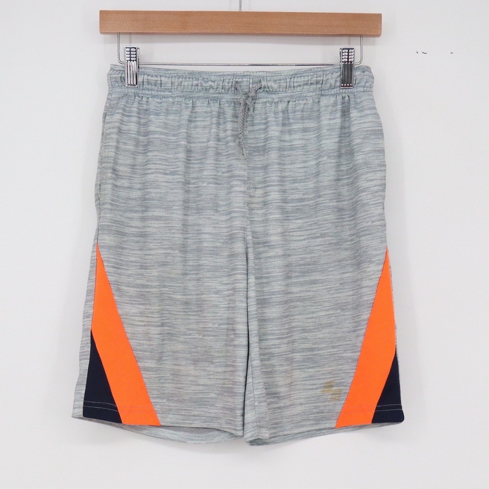 Place Sport Shorts Boys L 10/12 Athletic Gray Orange Space Dye Excellent